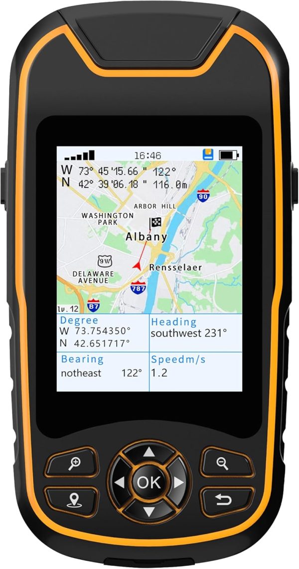 A8 Handheld GPS for Hiking, Rugged and Waterproof Handheld GPS Navigator, 3.2" Sunlight Readable Screen, Compact Satellite Handheld GPS with USA Base Map, Multi-GNSS Support, Extra Battery Life