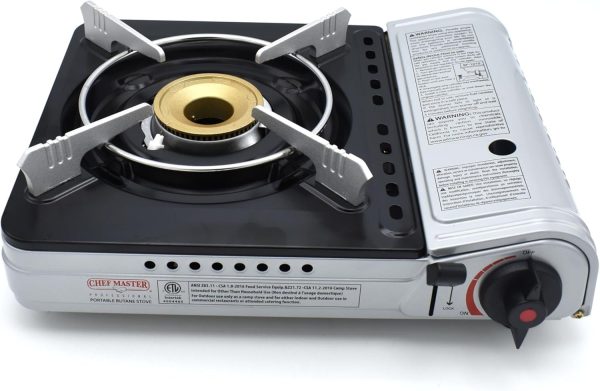 Chef Master 90235 Butane Countertop Stove 12,000 BTU, Professional Quality, Portable, with Carry Case, High Performance, Electronic Ignition, Brass Burner, Double Wind Guard, 1 Burner - Image 3