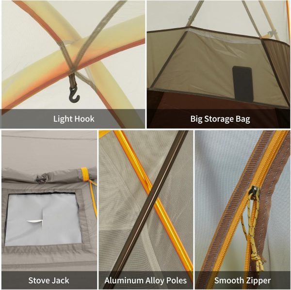Naturehike KOTA 4/6/8 Person Camping Tent, Double Layer Waterproof 4 Person 6 Person 8 Person Tents for Camping, Large and Tall Family Tent with Vestibules Porch - Image 7