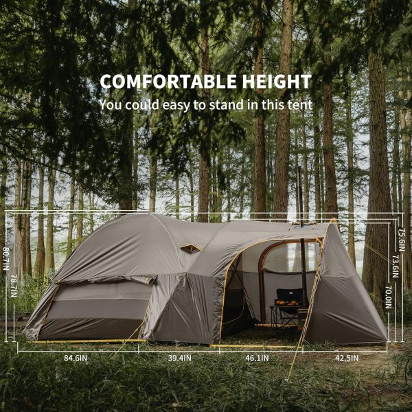 Naturehike KOTA 4/6/8 Person Camping Tent, Double Layer Waterproof 4 Person 6 Person 8 Person Tents for Camping, Large and Tall Family Tent with Vestibules Porch - Image 8