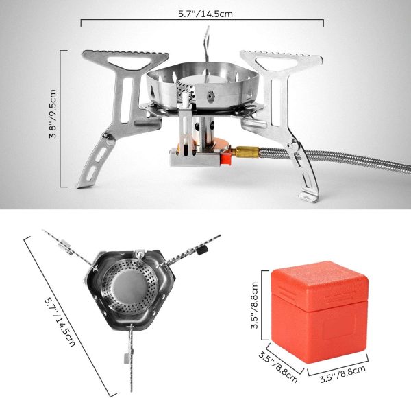 Odoland 3500W/6800W Windproof Camp Stove Camping Gas Stove with Fuel Canister Adapter, Piezo Ignition, Carry Case, Portable Collapsible Stove Burner for Outdoor Backpacking Hiking and Picnic - Image 7