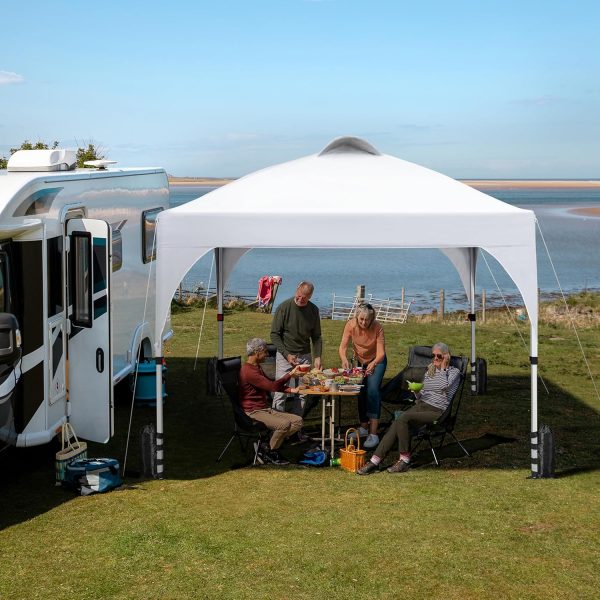 Yaheetech 10x10 Pop Up Canopy Tent with Vent, Easy Set Up Tent, Instant Sun Shelter Canopy with Wheeled Bag, 4 Sandbags, 12 Stakes & 4 Ropes, for Parties, Beach, Outdoor, White - Image 2